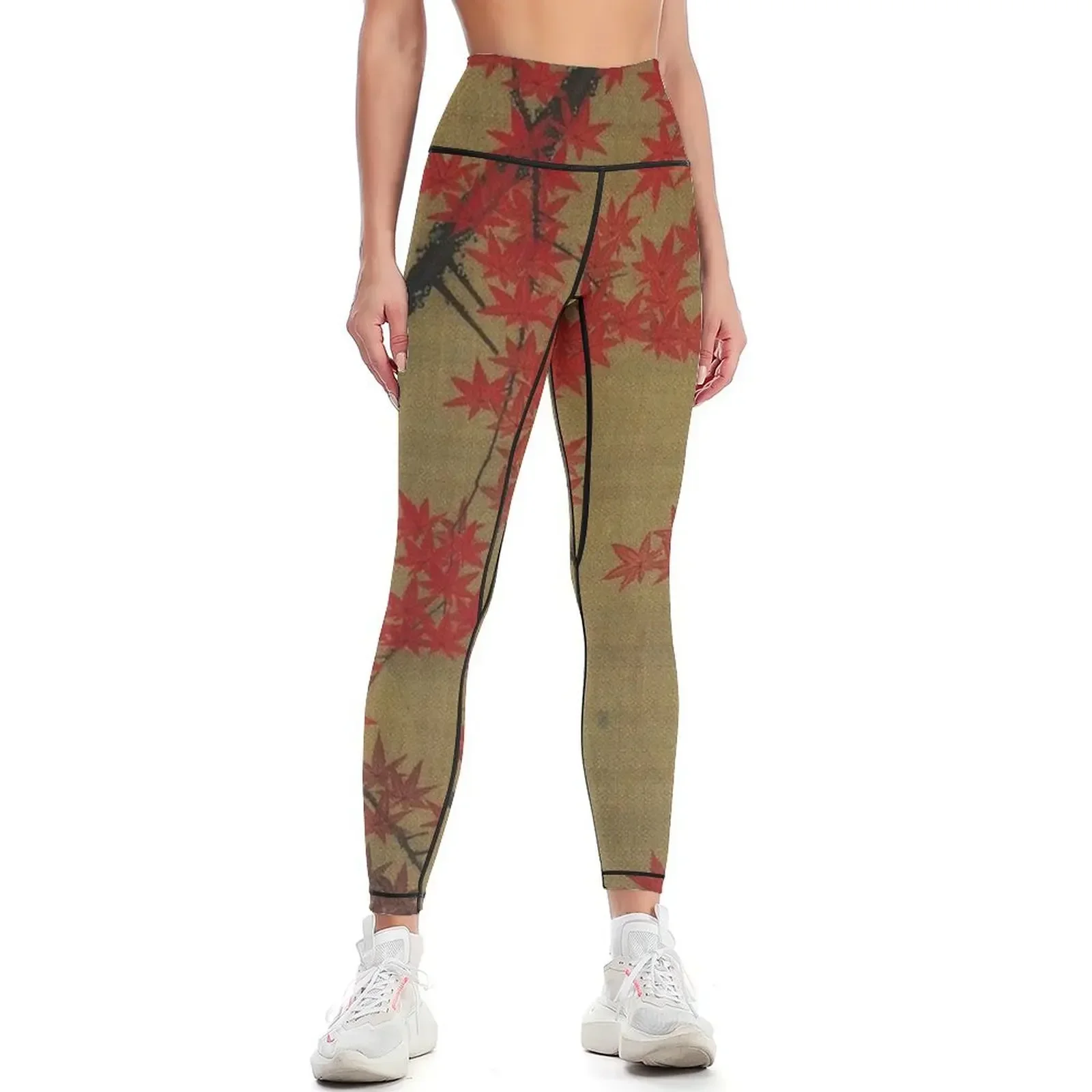 

Favourite Artist - Jakuchu Ito - Maple Tree & Small Birds Leggings gym pants Fitness woman Womens Leggings