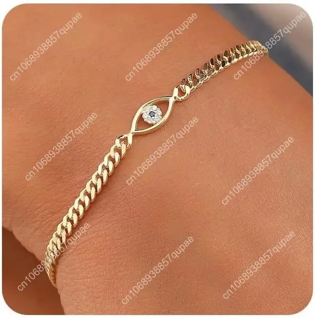 

Gold/Sliver Bracelets for Women,14K Gold Plated Bracelets for Women Evil Eye Diamond Cuban Link Heart Pearl Bracelets Eve