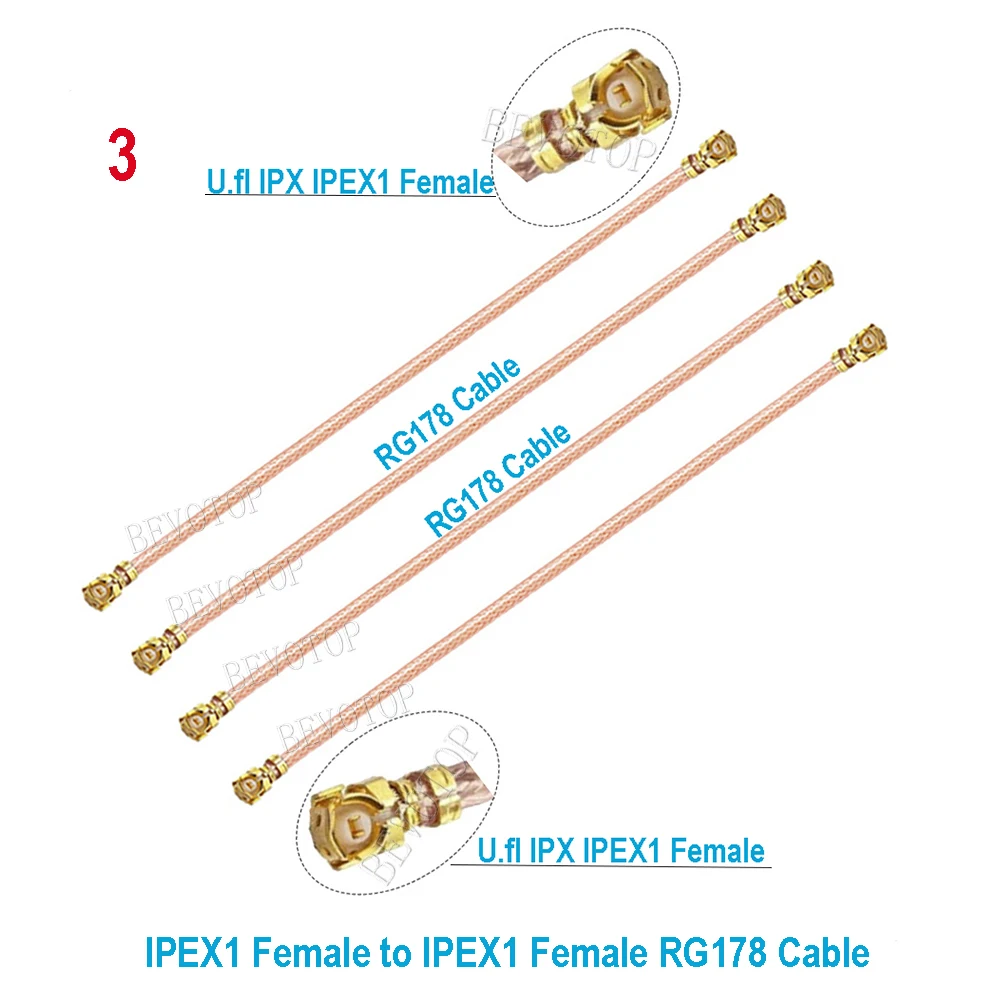 10Pcs  Cable 1/4/3 Female to Female Pigtail RF1.13/RF0.81/RF1.37/RG178  Coaxial Jumper 3G 4G Extension Cable