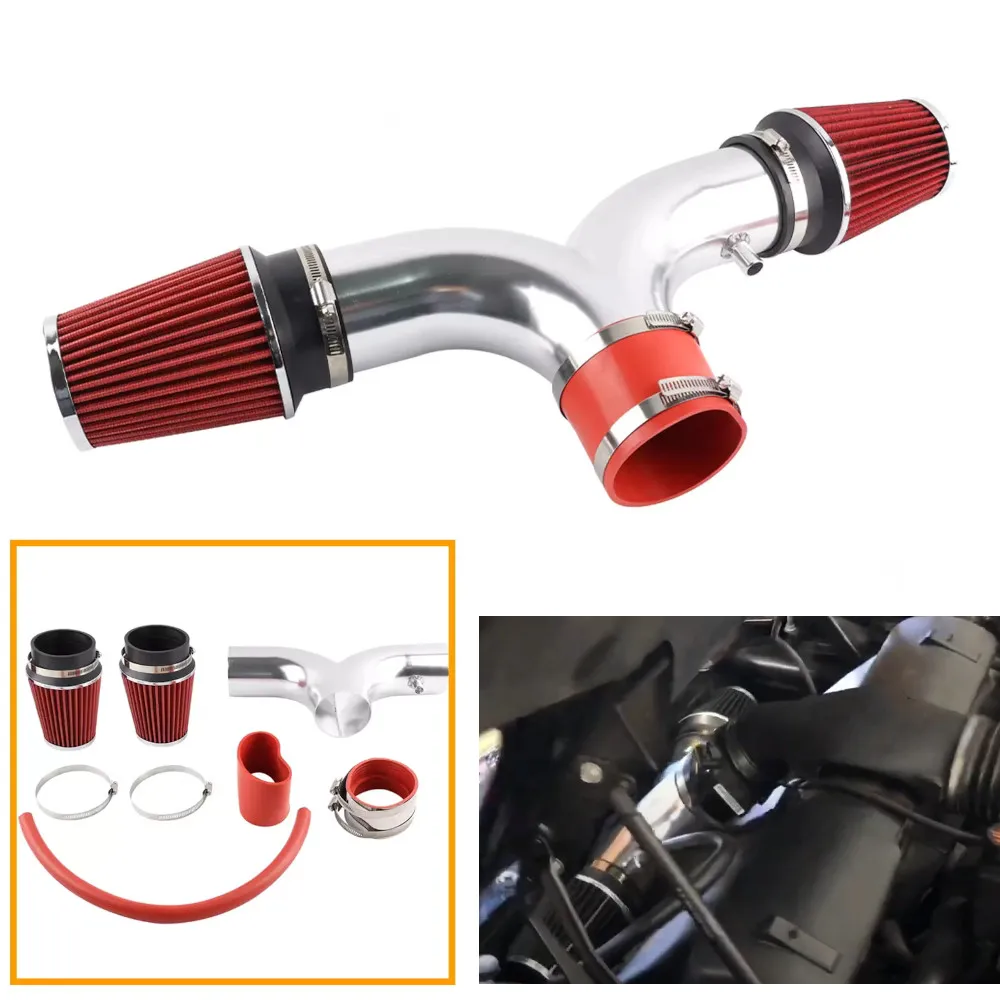 

Red Cold Air Intake Kit Front Dual Twin Short Ram Aluminum For 2001-2004 Chevy Corvette C5 5.7L V8 Air Intakes Parts