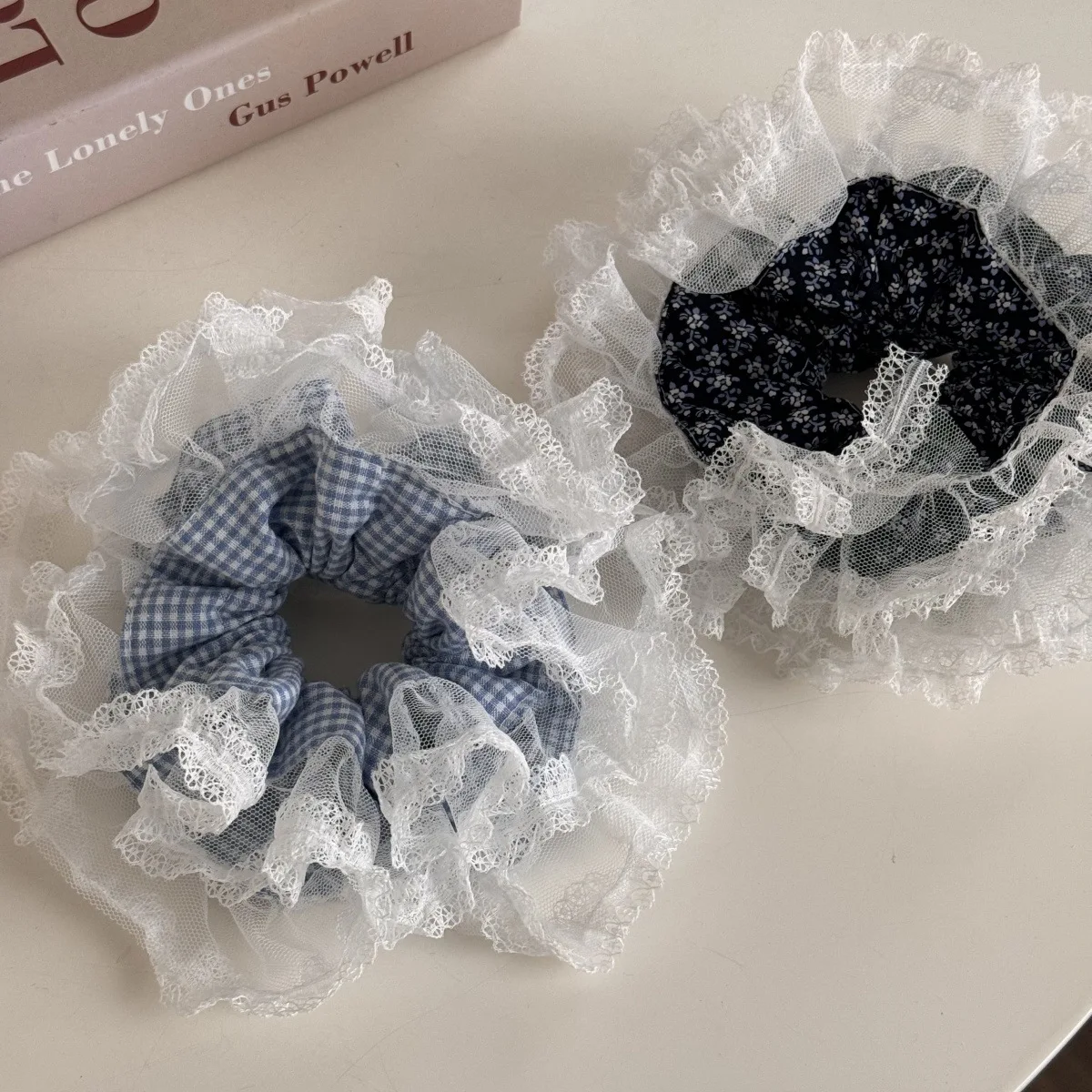 

Big Size Lace Striped Scrunchies Women Headwear Elegant Hair Ties Girls Ponytail Holder Ties Hair Rubber Bands Hair Accessories