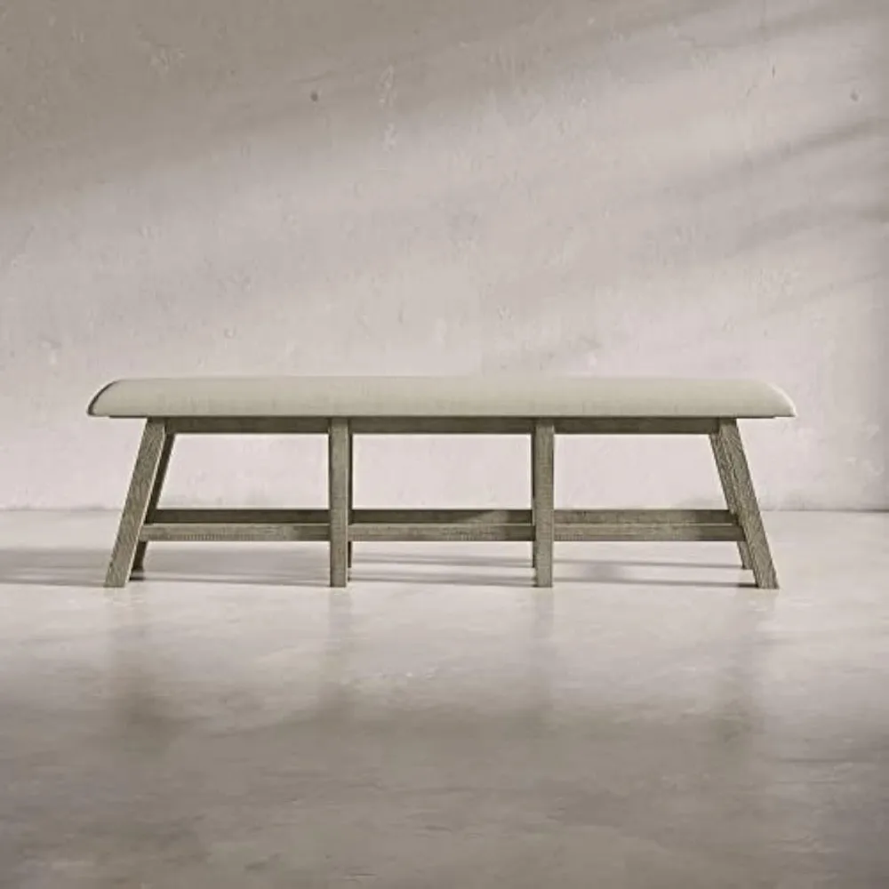 

Telluride Rustic Distressed Pine Upholstered 85" Counter Height Bench
