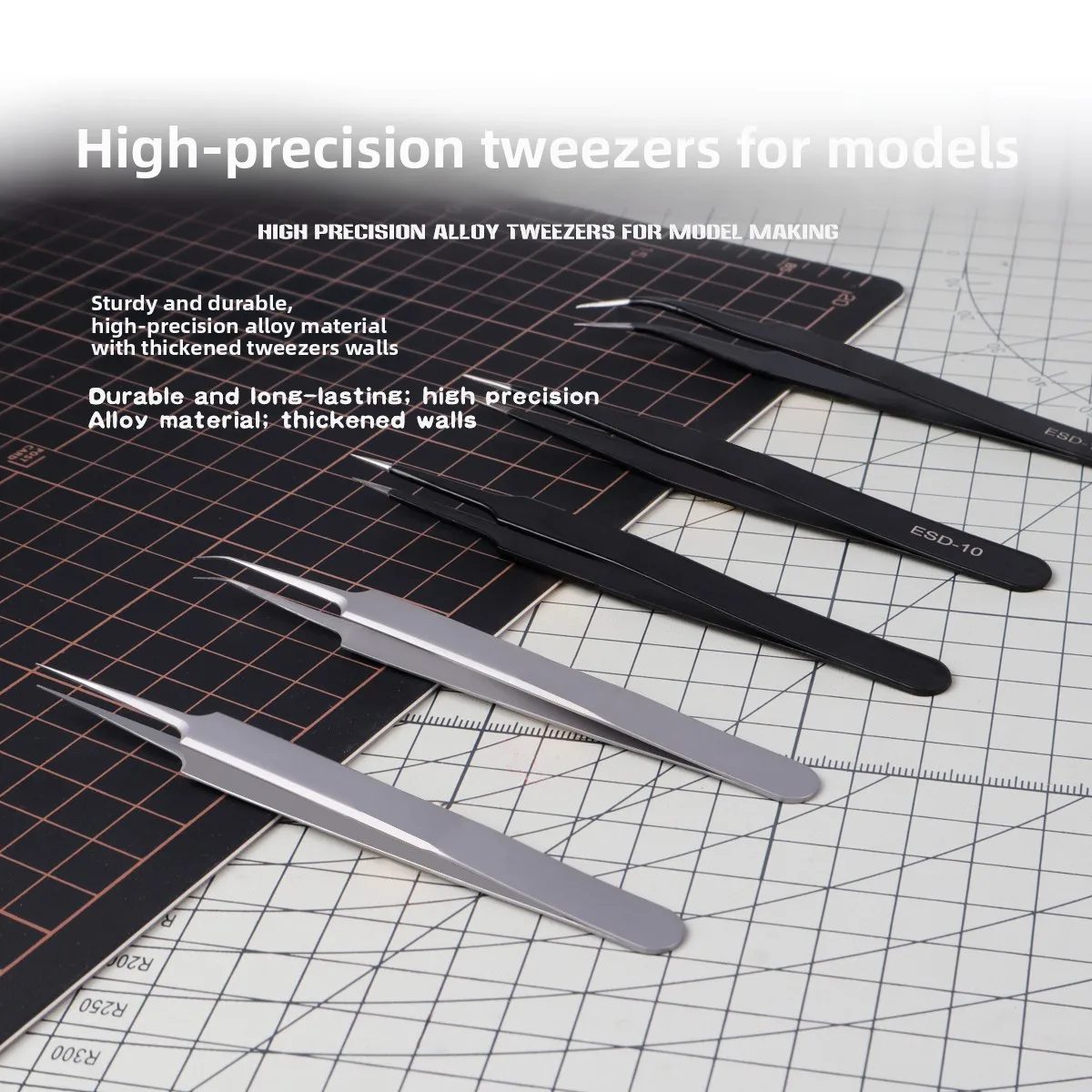 

Антистатические прецизионные пинцеты для Gundam, военная модель, сборка строительных инструментов, фигурка, прямой наконечник, изогнутый наконечник, наклейка, пинцет