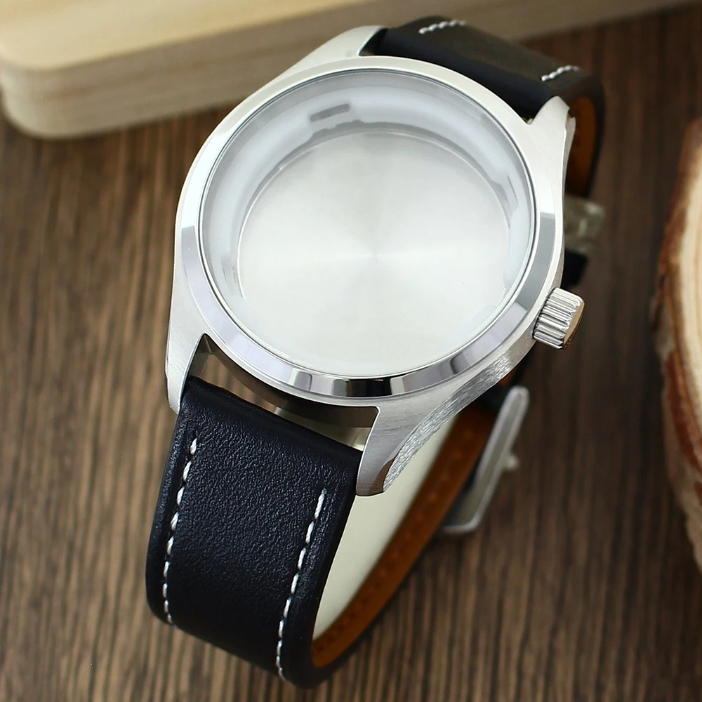 

40mm Diving Pilot Mechanical Watch Case 316L Stainless Steel watch accessories Waterproof for NH35 NH36 34 Leather Rubber Strap