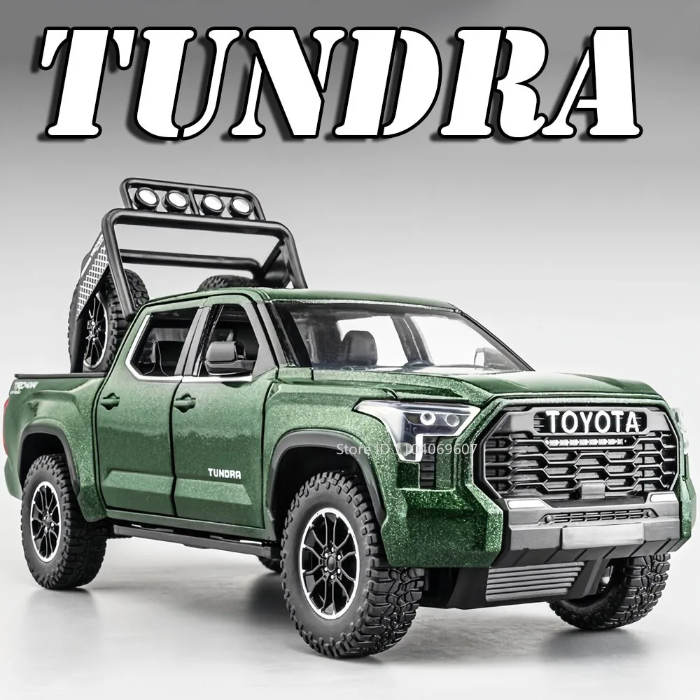 1:24 تندرا تاكوما سيينا نموذج سيارات لعب سبيكة دييكاست الصوت ضوء الأبواب مفتوحة التراجع زخرفة لعبة المركبات للأطفال الهدايا
