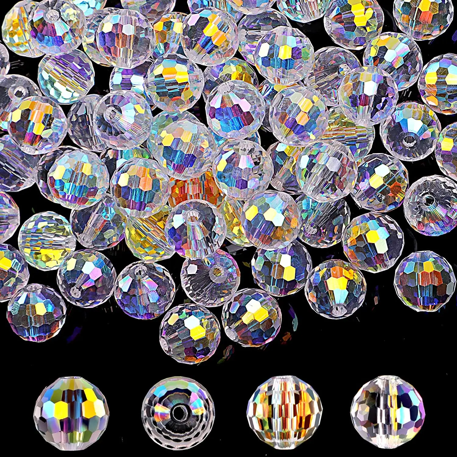 6 8 10 12 14mm 96Faceted Ball Crystal Glass Loose Spacer Round Beads Crafts For DIY Making Bracelets Necklace Jewelry Accessory