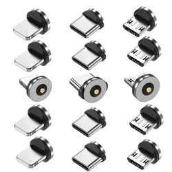 5PCS Magnetic Plug Connector Universal Round Magnetic Cable Type C Micro USB Magnet Replacement Parts for Mobile Phones