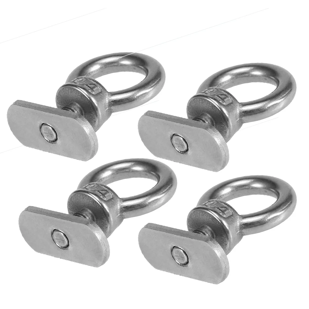 4 Pcs Track Kayak Ring Hook Stainless Steel Load Lifting Fishing Eyelet Rail Accessory Multifunction Tow Silver Accessories