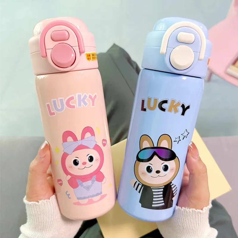 

500ml kids stainless steel insulated water bottle, vacuum thermos mug for school, leakproof hot cold drink cup
