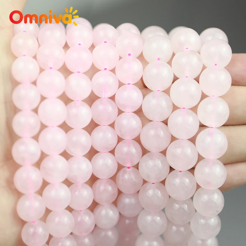 Natural Stone pink quartz Smooth Handstring Beads For Jewelry Making DIY Accessories Bracelets 15'' Wholesales 4/6/8/10/12/14MM