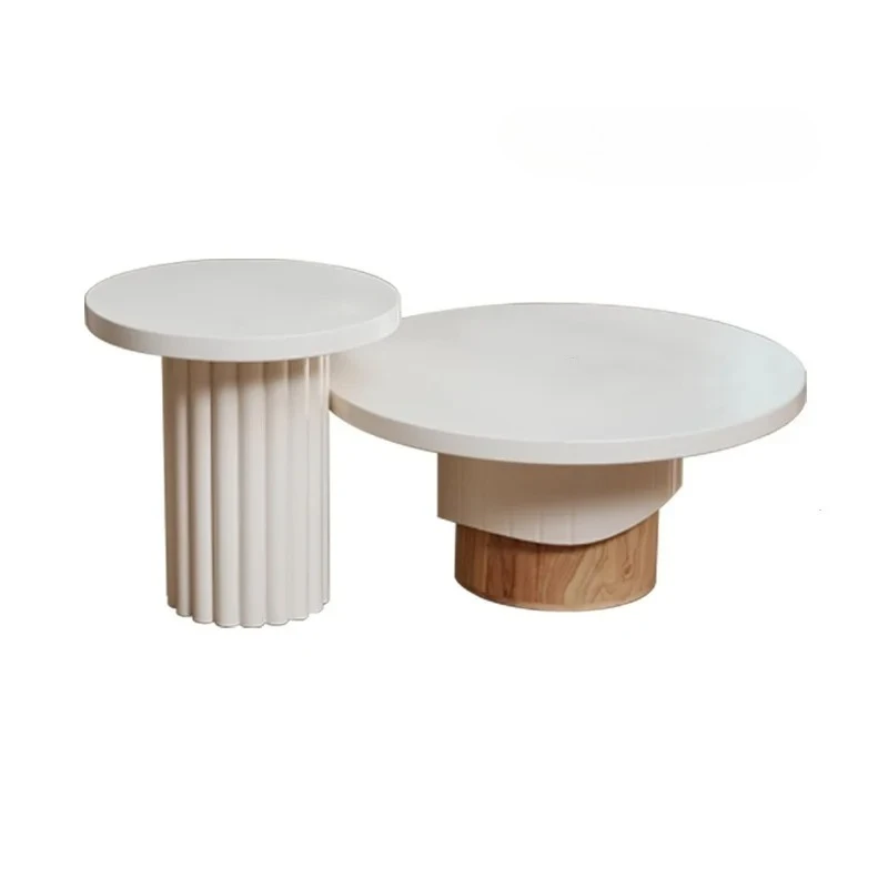

Cream wind solid wood round coffee table living room household cream wind small apartment table modern simple corner table