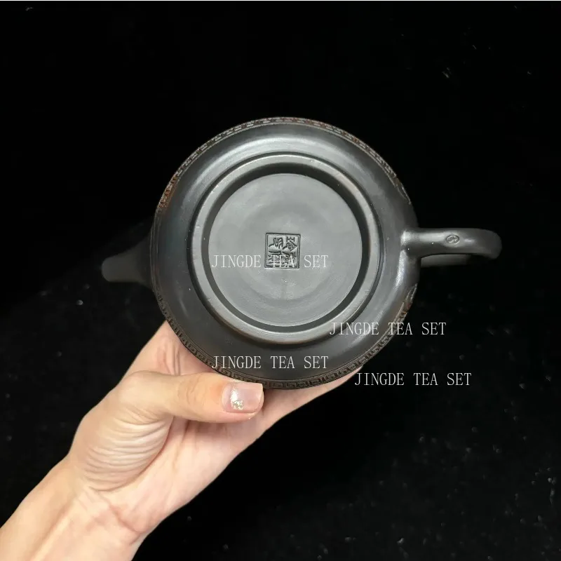 Jianshui Purple Pottery  Carving Teapot Hand Painted Antique Relief Teapot Household Teapot Kungfu Tea Set Kettle