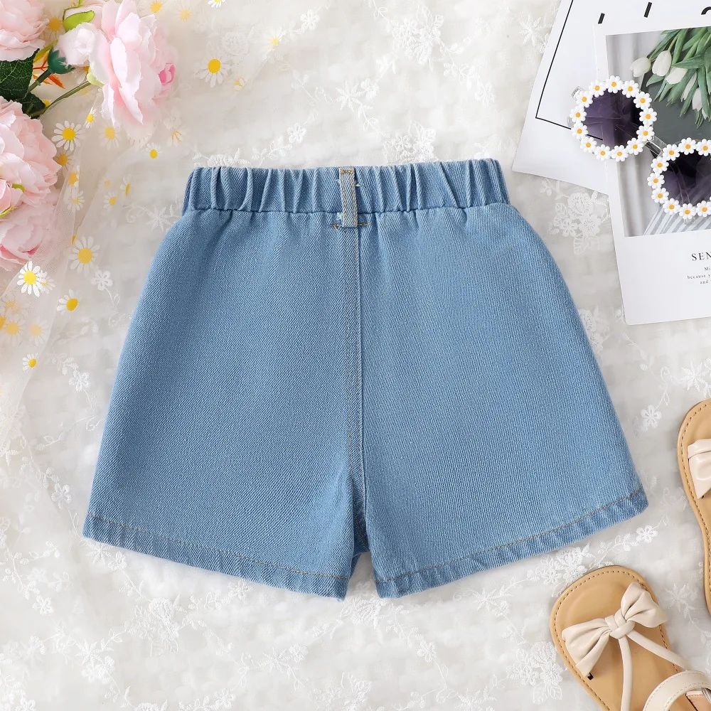 0-3 Years Toddler Girl Fashion Daisy Denim Shorts Elastic Waistband Shorts for Baby Girl Summer Fashion Clothing Wear Versatile