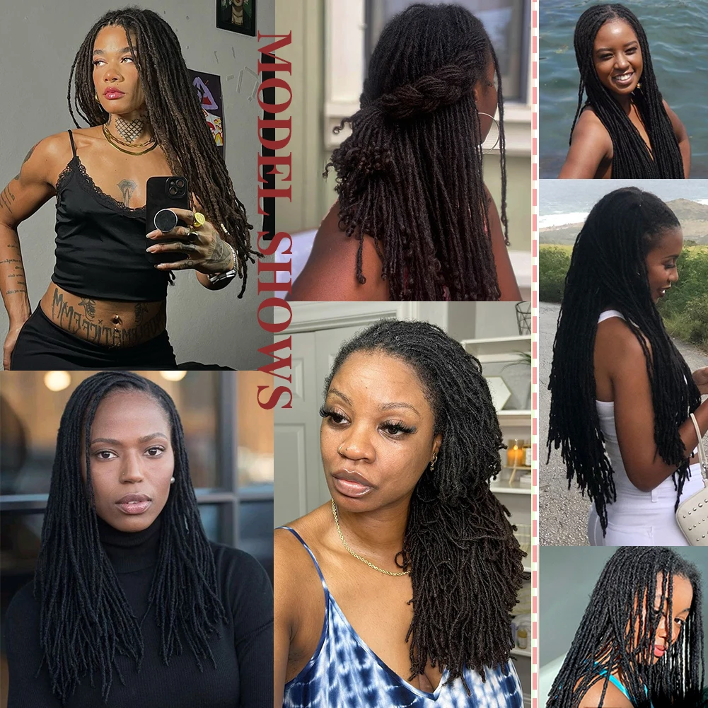 Dreadlocks Cheveux humains vierges brésiliens, 10 mèches, tresse au crochet, extensions de cheveux, 0.2cm, tresse crépue Microlocks