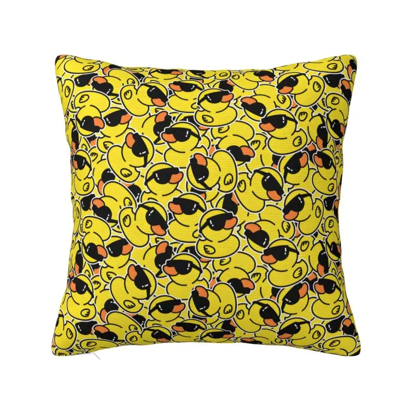 Custom Luxury Rubber Duck Sunglasses Shower Bath Cartoon Sofa Cushion Cover Polyester Throw Pillow Case