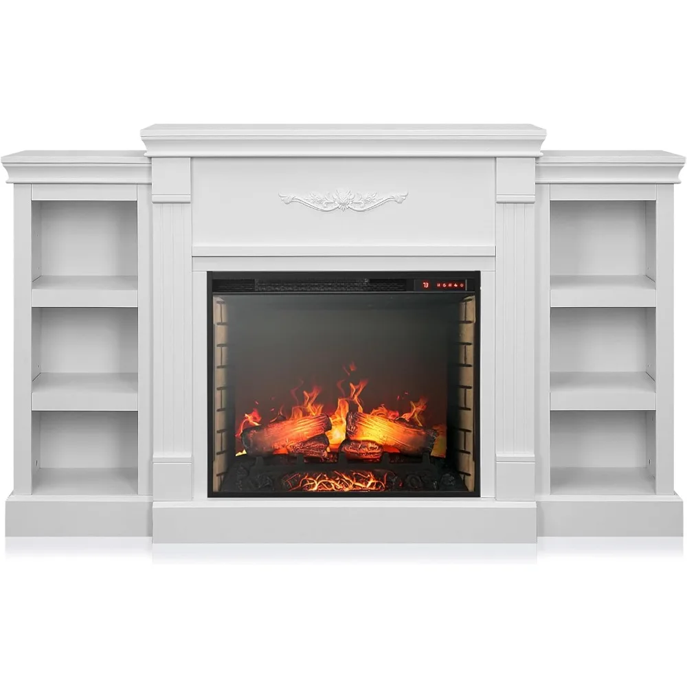 

Modern 70" Electric Fireplace Heater Mantel TV Stand & Media Entertainment Center for TVs up to 68"with Energy-Efficient Heater