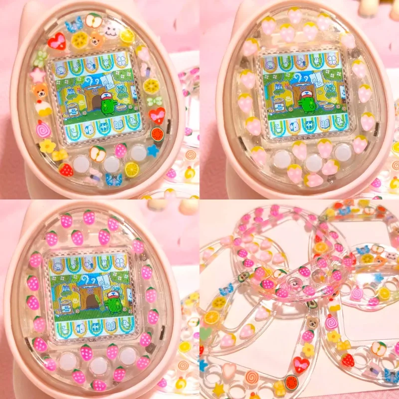 لوحة ألوان الحيوانات الأليفة الإلكترونية Tamagotchi 4u/4u + البلاستيك اللطيف الملون اللؤلؤ لصق آلة غطاء الملحقات هدية