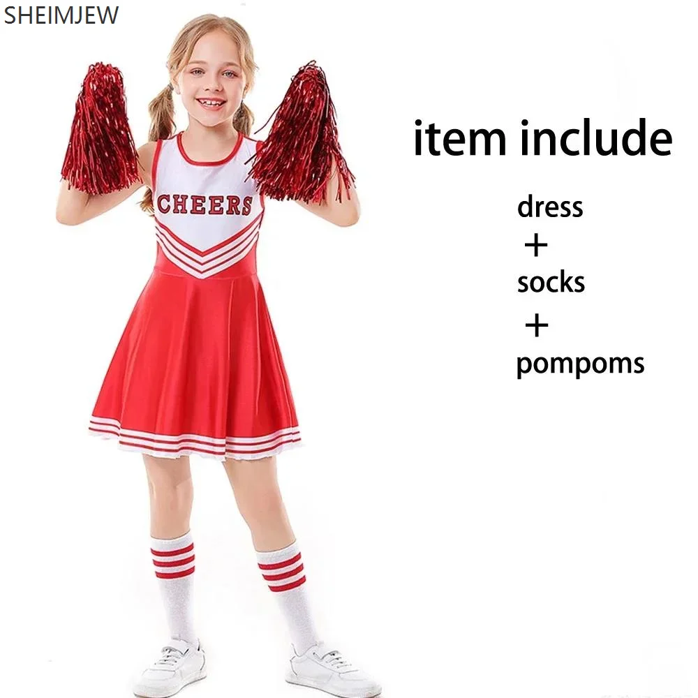 

Halloween Enfant Chicas Cheerlead Costume Dress Ball Clothes Purim Female Student Sports Cheerlead Stage Performance Uniform