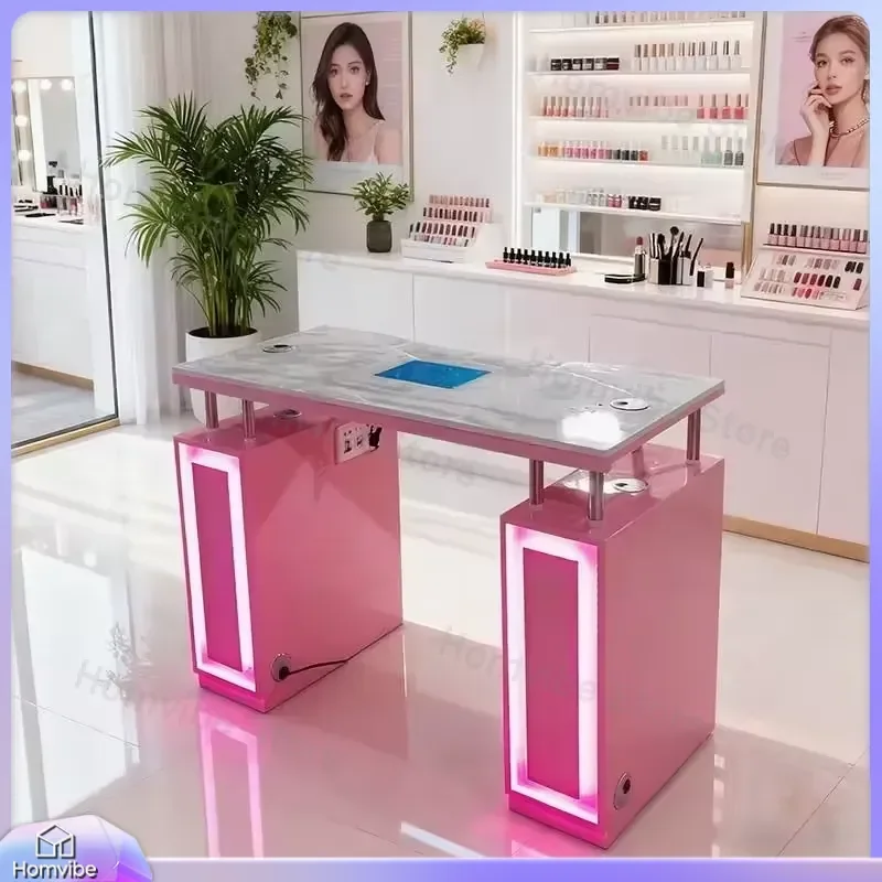 Modern Nail Salon Table with Adjustable Height Stable Nail Workbench for Manicure Pedicure Easy Assembly Professional Nail