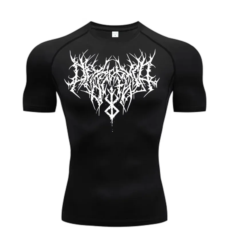 Workout Athletische Herren-Kompressionskleidung Schnelltrocknend Atmungsaktiv Feuchtigkeitsableitend Rashguard Sportbekleidung für Fitness Radfahren Eng Anliegende Trainings-Oberteile
