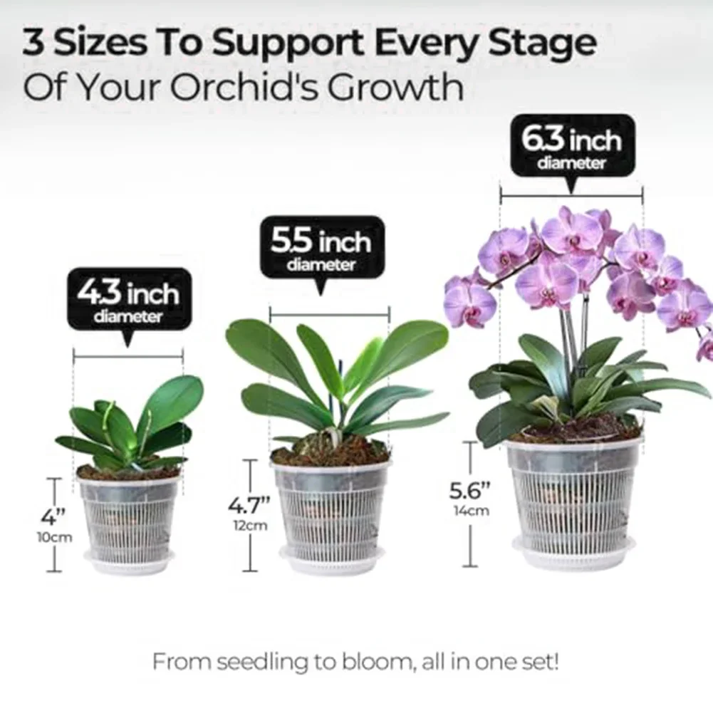 6 Pack Orchid Pots Set As Shown Clear Orchid Pots Organized Planting Solution Promotes Healthy Growth Robust Construction