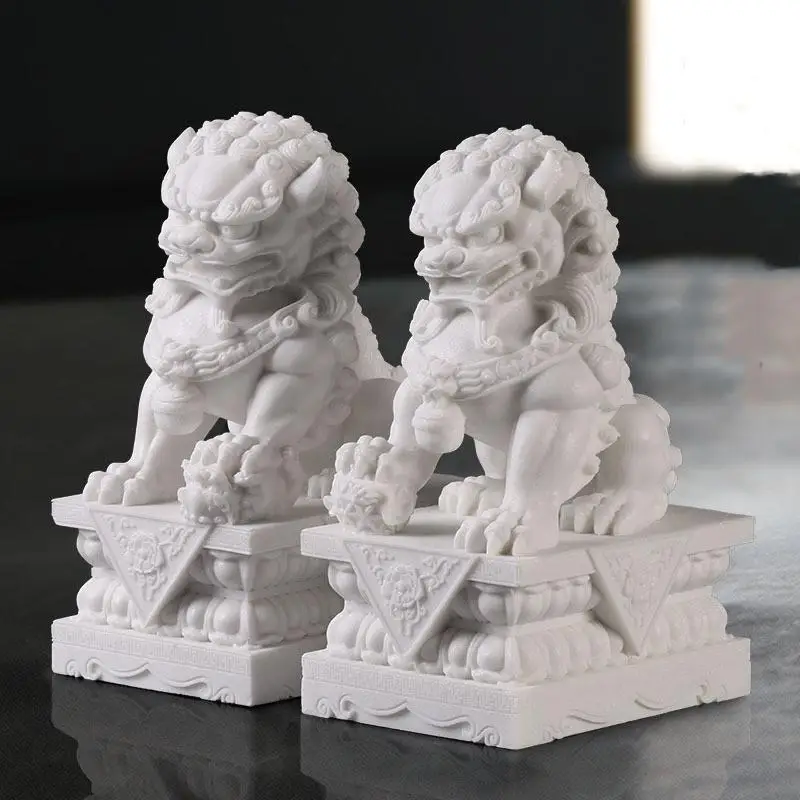 Foo Dogs statue coppia marmo Feng Shui Guardian Lion statue 10Cm/3.9In