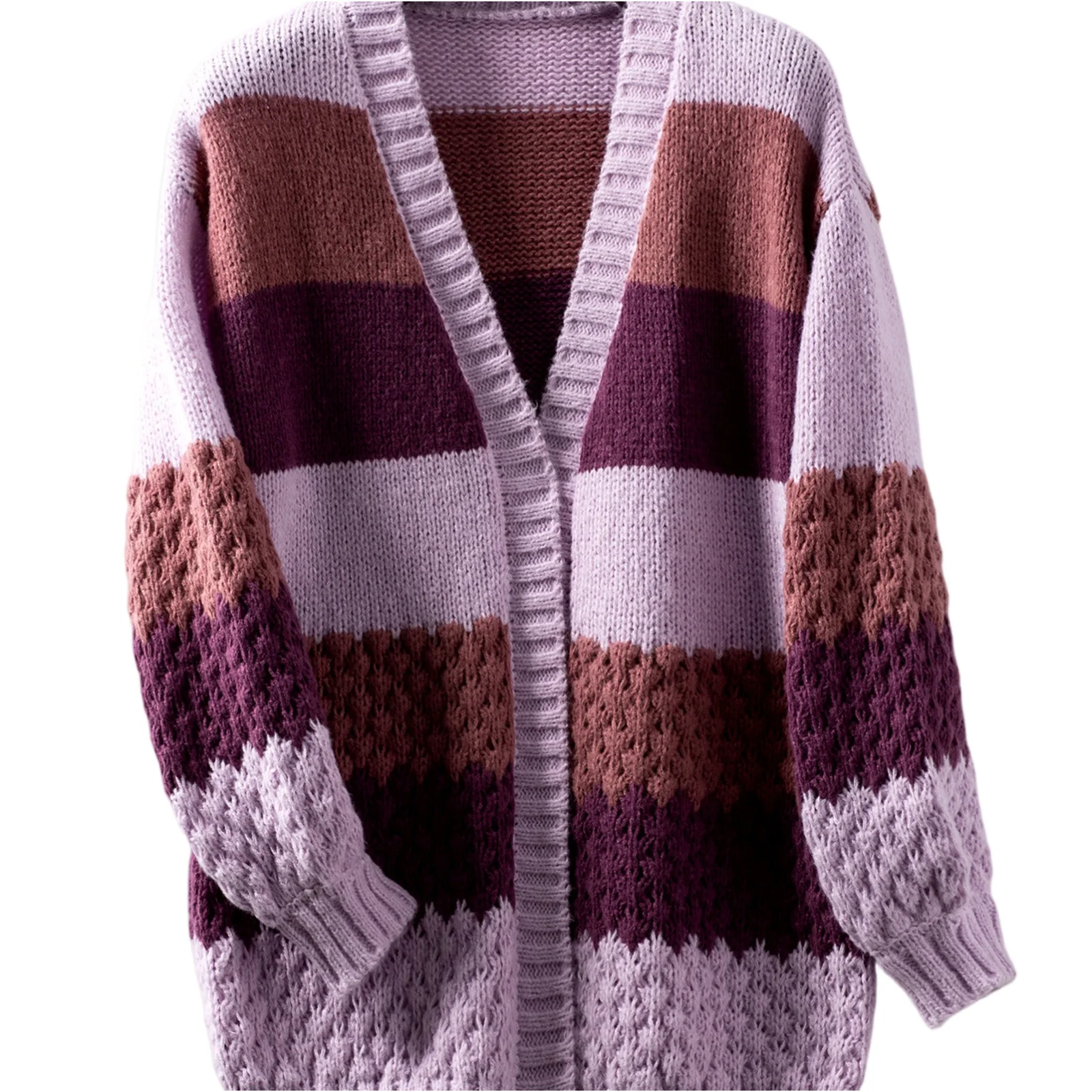 

2025 Trendy Autumn and Winter Style Long Cardigan Sweater Loose Striped Casual Minimalist Cardigan Knit Outerwear for Women