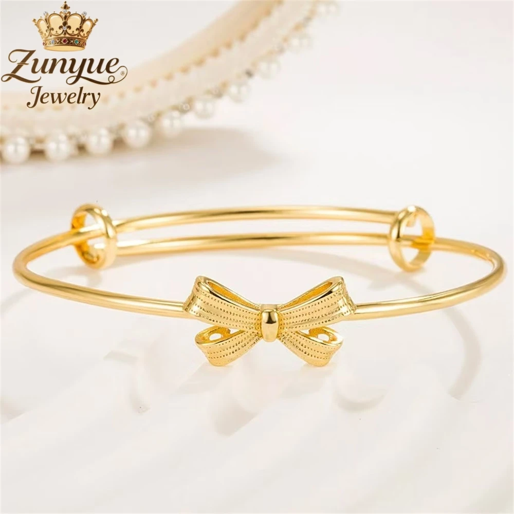 

High-End Sand Gold Bow Bracelet Luxury Quality Jewelry Handicraft Best Selling Fashion Jewelry Exquisite Elegant Charms Popular