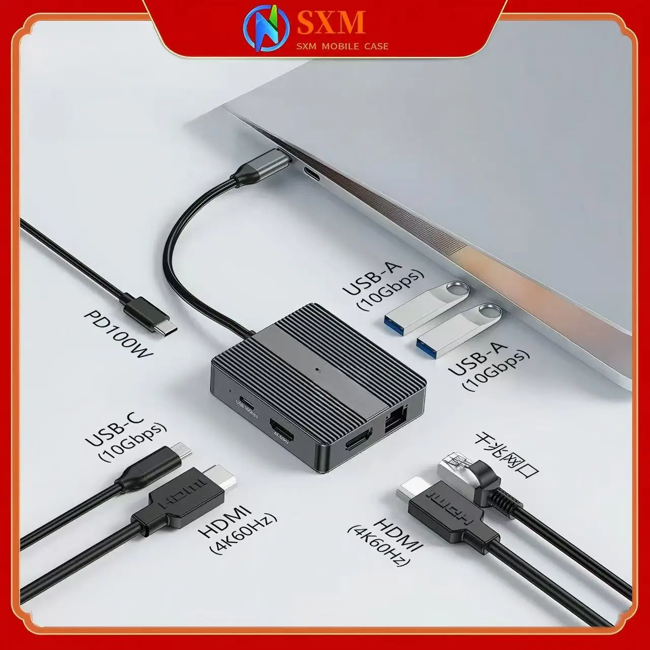 

Двойная док-станция HDMI, 4K60 Гц, тройной дисплей, гигабитный порт Ethernet, разветвитель USB3.2, док-станция для ноутбука