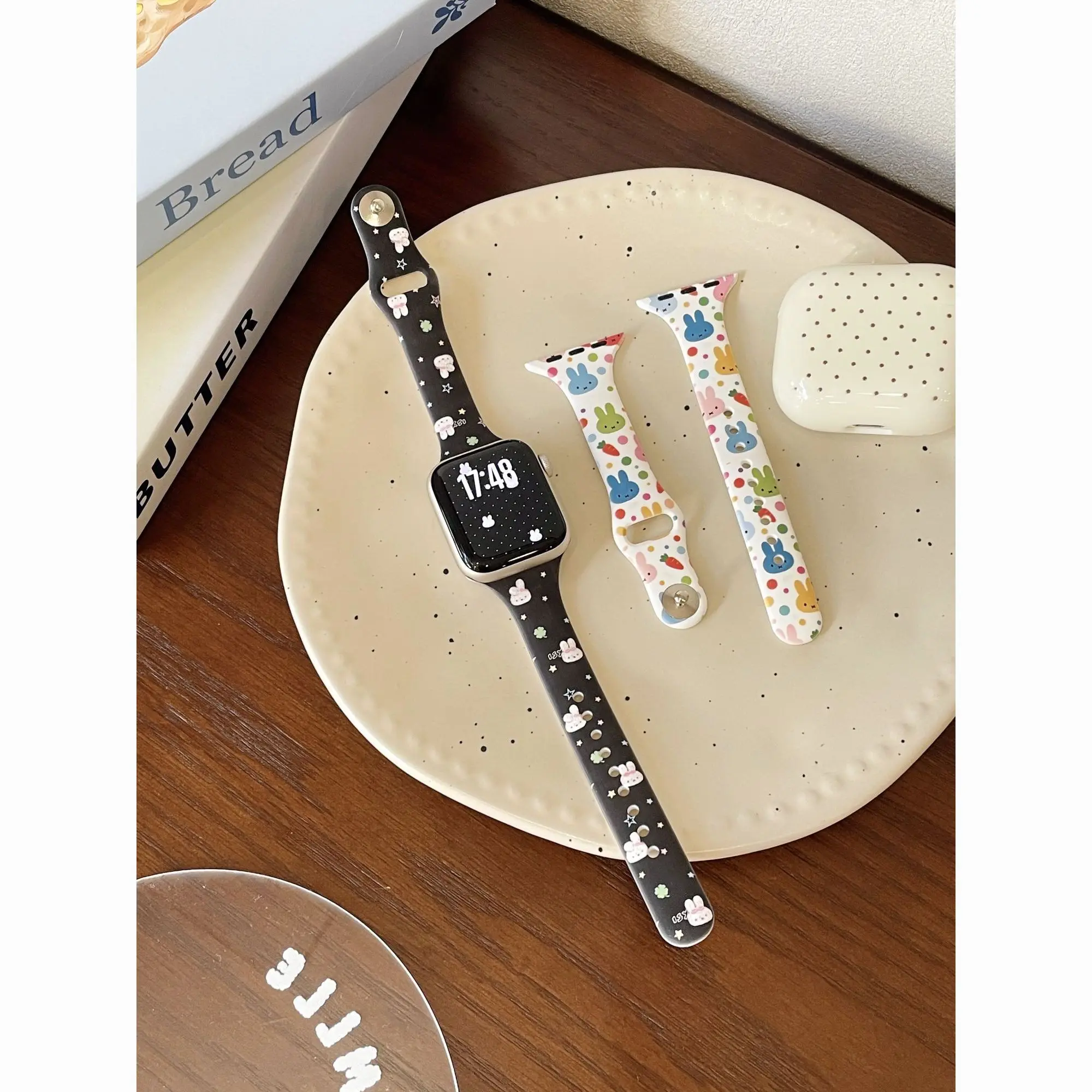 Cute Miffy Rabbit Silicone Slim Watch Band Compatible With Apple Watch 11 S10 S9 S8 S7 SE Soft Breathable Replacement Kawaii New