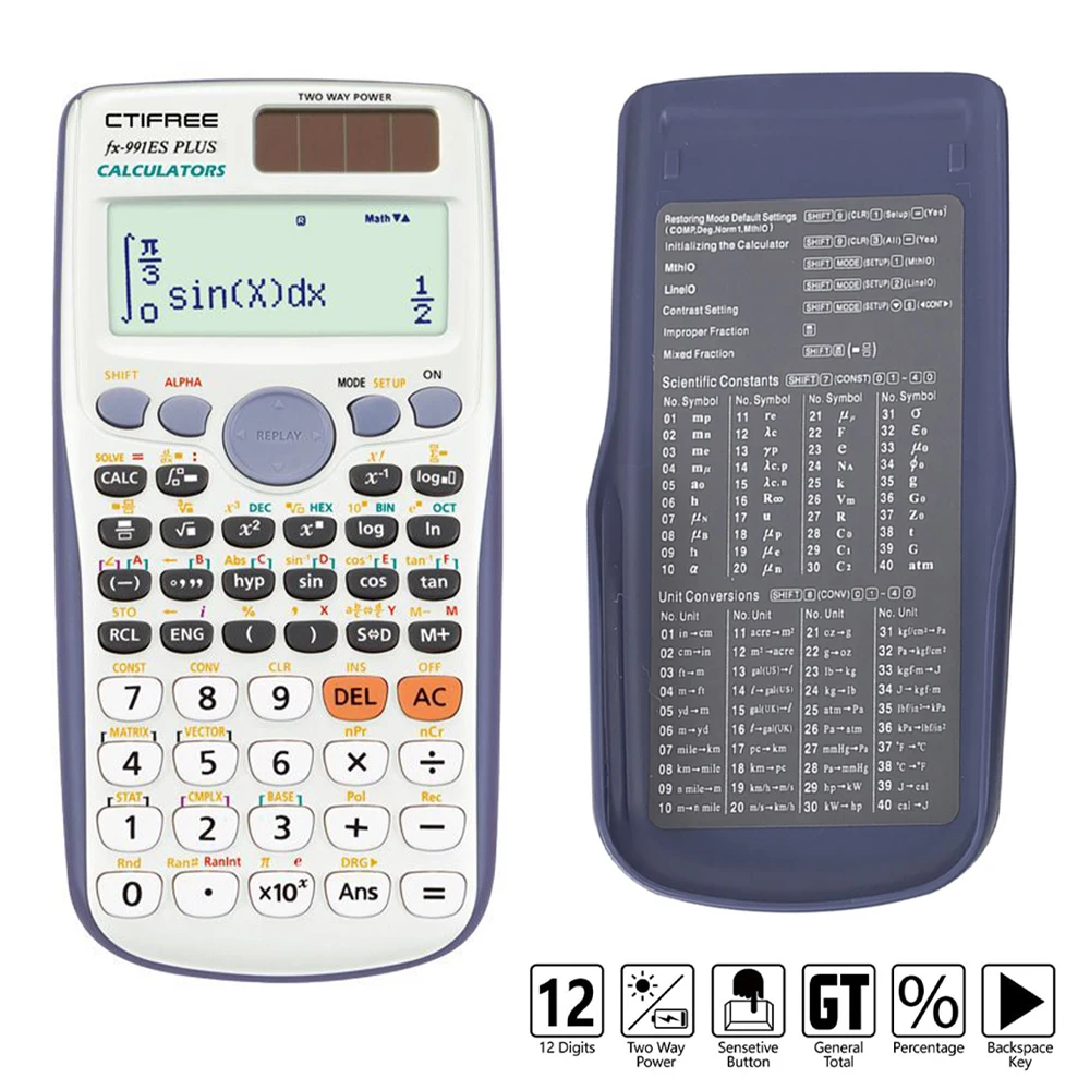 Original Scientific Calculator 417 Functions Engineering For College and Business Office Battery