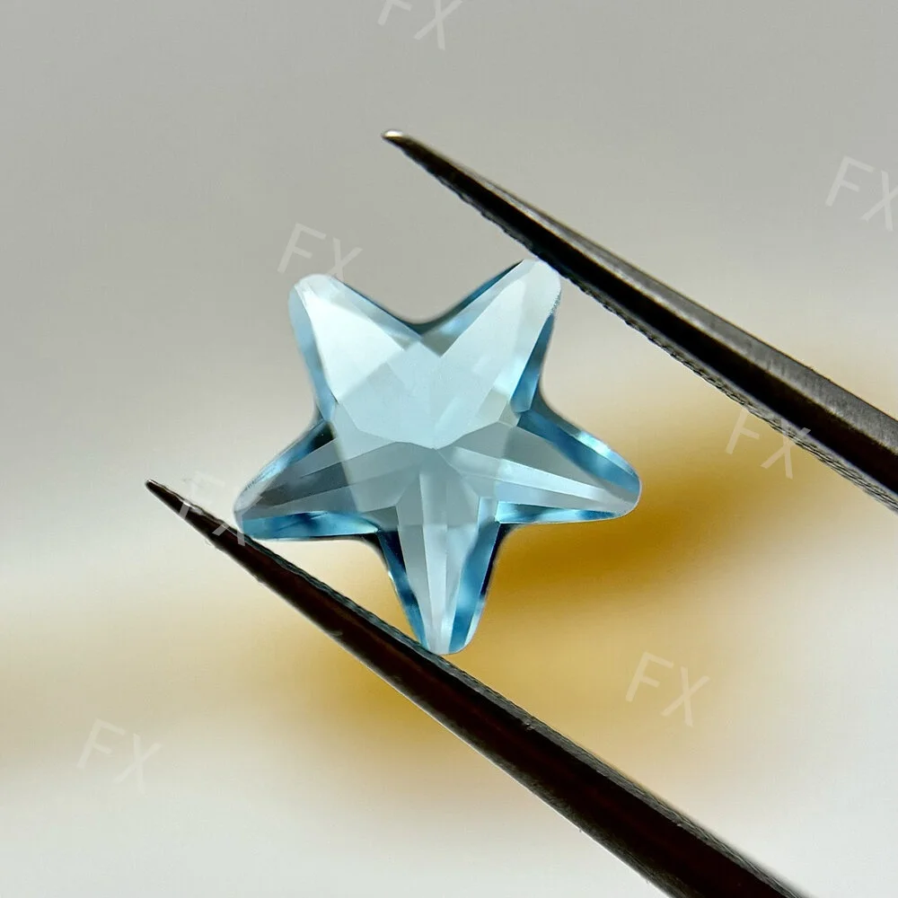 

3x3~10x10mm 5/10pcs Light Aquamarine Star Shape Loose Glass Beads Synthetic Gems For Jewelry