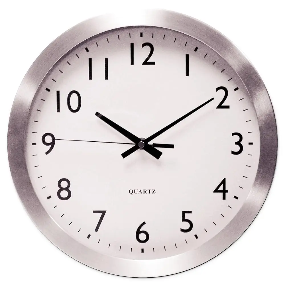 

Unv10425 12 In. Overall Diameter Brushed Aluminum Wall Clo - Silver Case