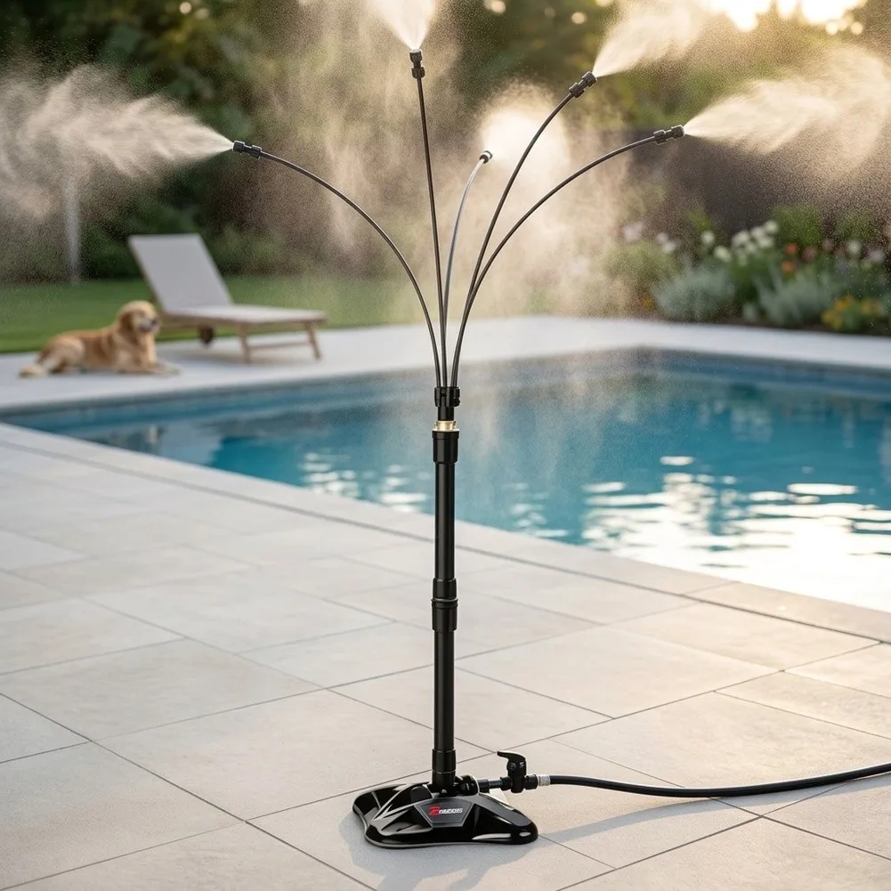 Water For Mist Sprayer Standing for Outdoor Patio Use with 8m Hose for Adjustable Height 20 27 35 Inches Metal Construction