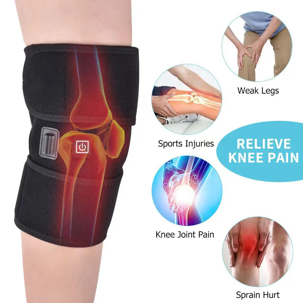 Universal Multifunctional Heating Knee Brace Wraps Support USB Rechargeable Deign Thoughtful Gifts black