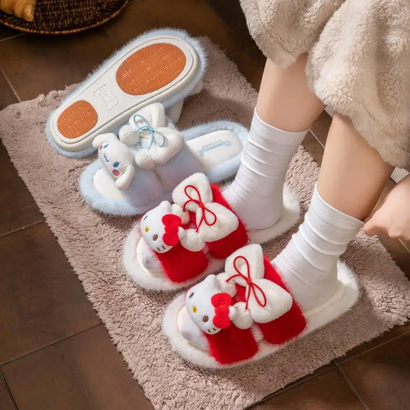 Женские тапочки в стиле аниме «Hello Kitty», милые Cinnamoroll, Zapatos De Mujer, удобные теплые тапочки для ванной комнаты для девочек, домашняя обувь