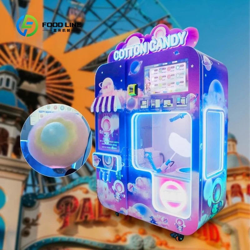 Customized Cotton Candy Vending Machine Automatic Robot Electric Sugar Cotton Floss Candy Vending Machine with Bill Acceptor