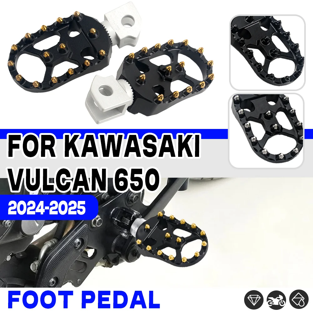 

Для Vulcan 650, подножки для мотоцикла, широкие подножки, передняя педаль, подставка для ног водителя, подставка для ног для KAWASAKI VULCAN 650 2023, аксессуары