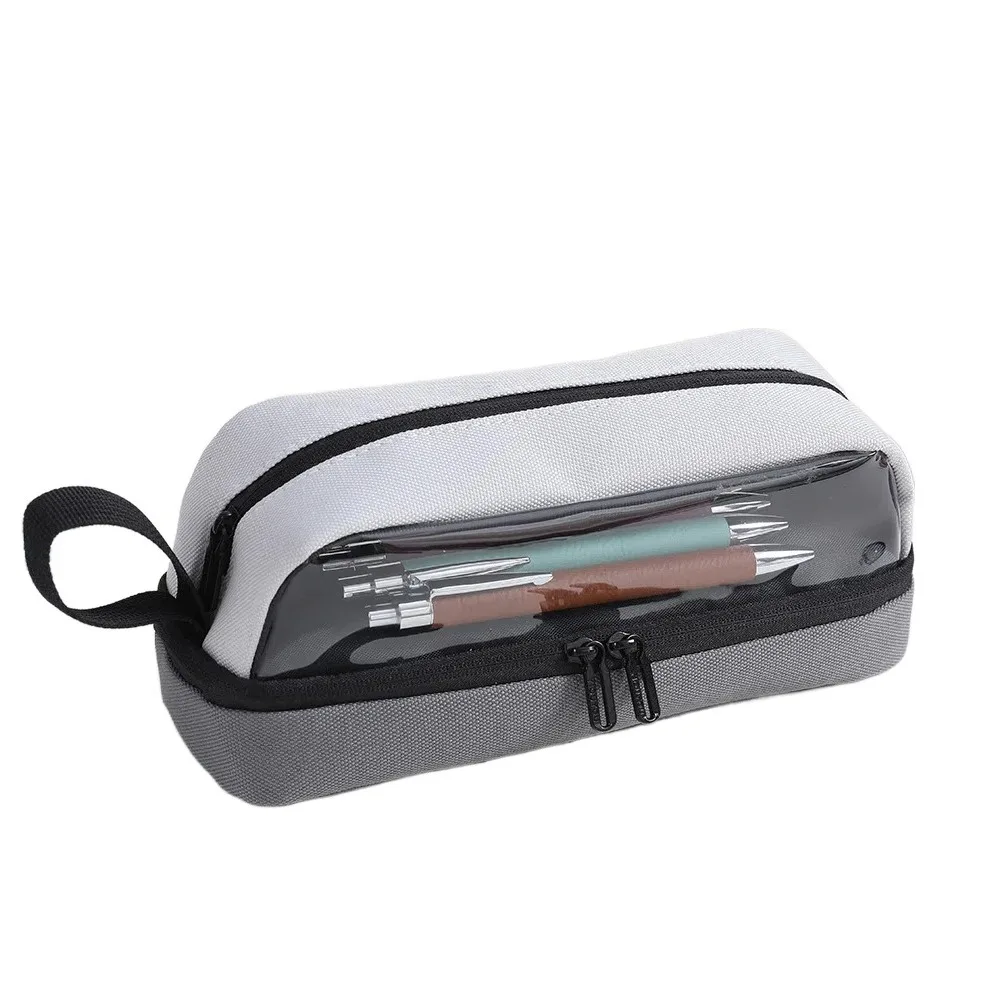 

Fashion Canvas Stationery Bag Multi Layer Large Capacity Pen Pouch Students School Supplies Pencil Case Office Supplies