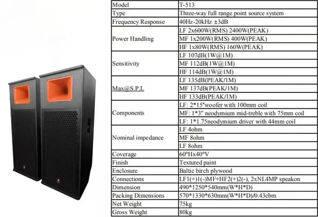 نظام نطاق كامل ممتاز ومبتكر بثلاثة اتجاهات لتحميل الصوت ومكبرات صوت احترافية بموجة واحدة 10 بوصة محرك نيوديميوم T 513 #4