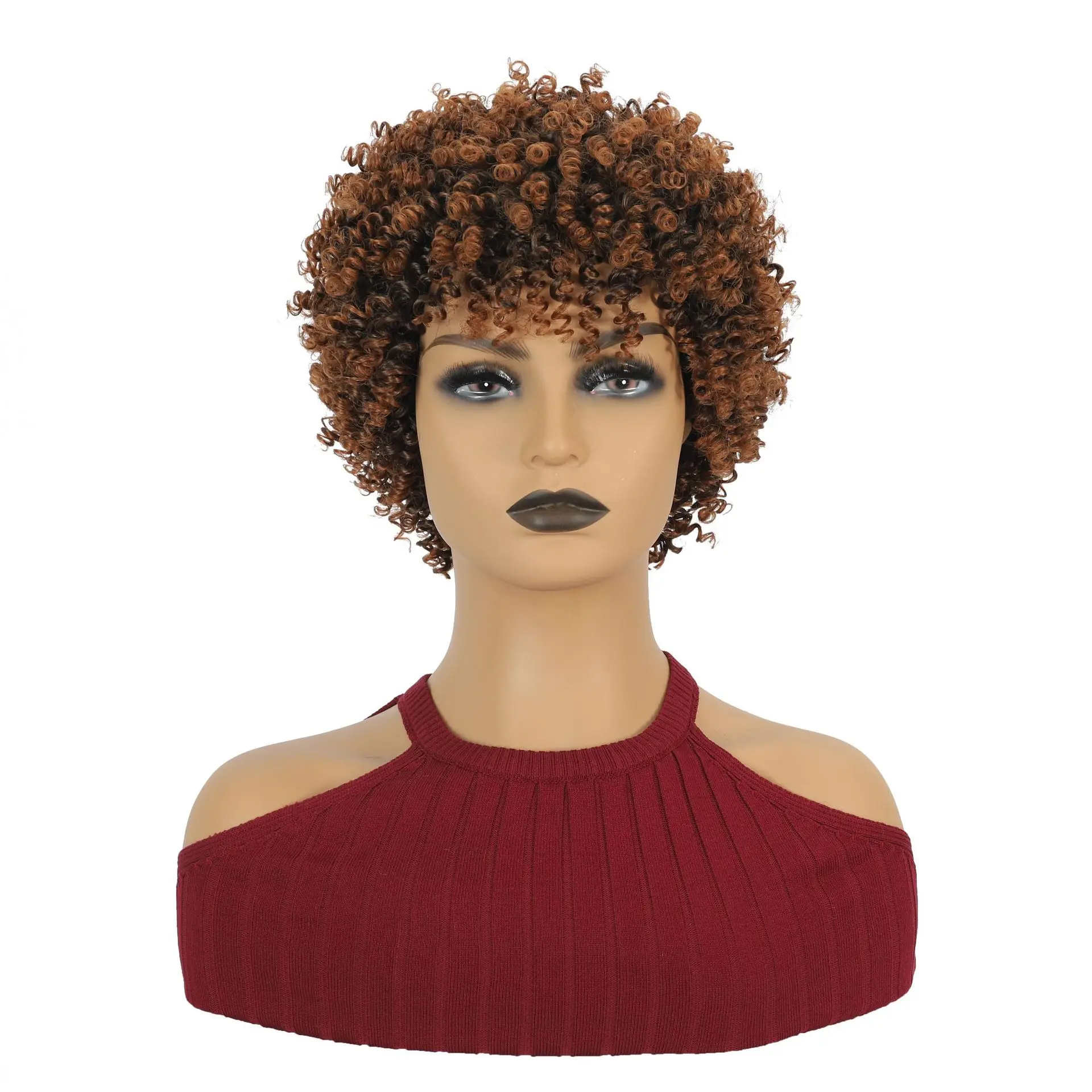 Short African Pop Roll Headgear for Black Women, Fluffy Afro Wig, Perfect for Daily Use