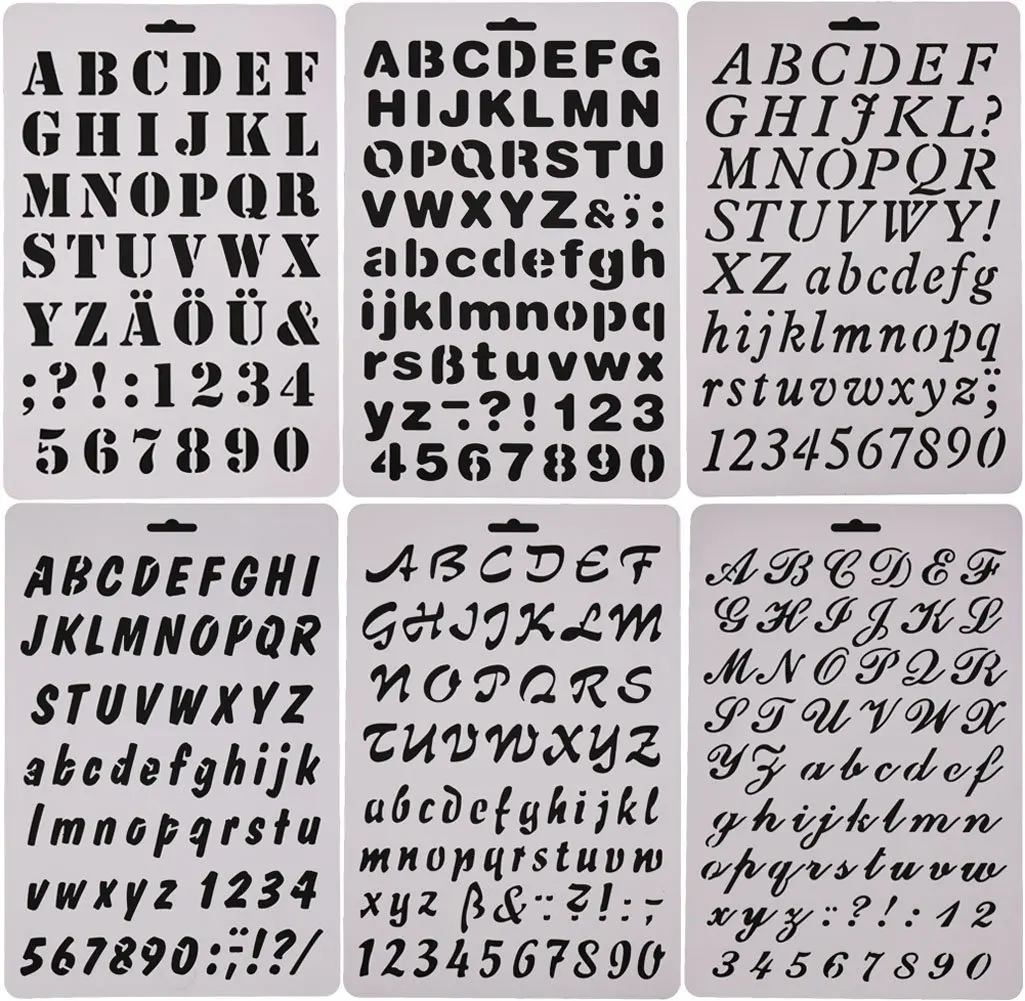 

6pcs Alphabet Reusable Letter Templates Graffiti Drawing Scrapbooking Wall Painting Educational Creative Safe Decorative