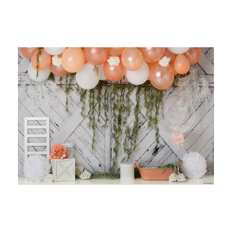 

A99E-7X5ft Photography Background Balloon Meadow Willow Green Garden Photo Studio Background Cloth For Family Photo