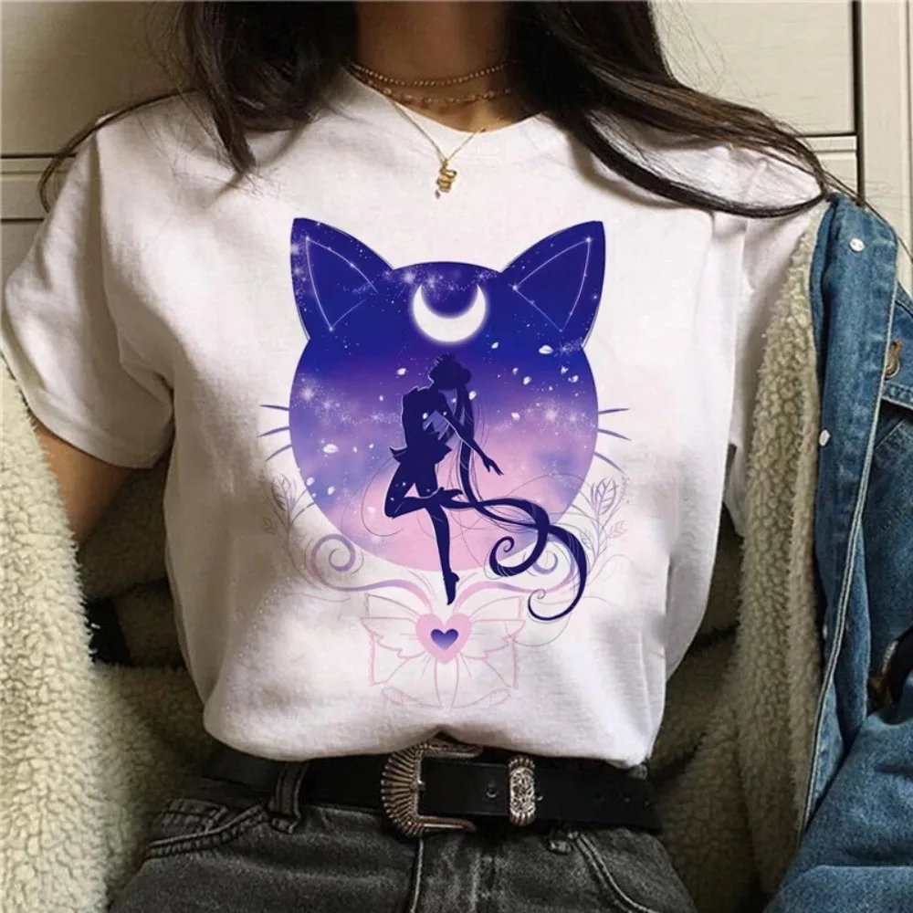 T-Shirt 90er Anime Sailor Moon Retro Grafik Sommer Herren Damen Tee Streetwear Lässige Mode Harajuku Kawaii T-Shirt Y2K Kleidung – Detail 7