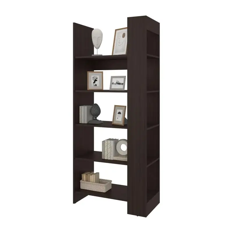 5-Shelf Open Bookcase, Contemporary Design for Display & Storage, Stained Walnut Finish, Versatile Home Organizer