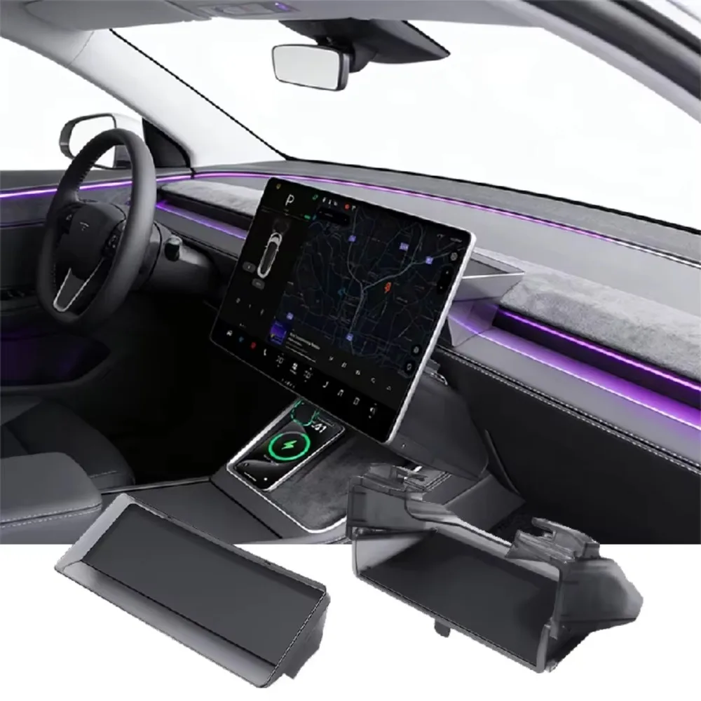 Magnetic Folding Under‑Screen ETC Hidden Storage Box For Tesla Model Y Juniper 2025‑2026 (15.4‑Inch Screen Only) Model 3 Highlan