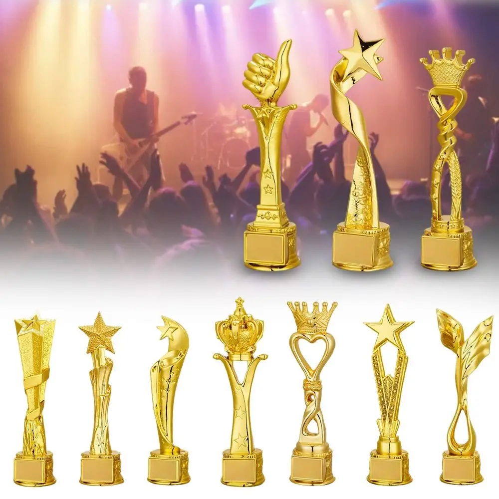 

Crown Pentagram Competition Trophy Medal Golden Color Universal Medals Souvenir Multi Size Plastic Model for Team Competition