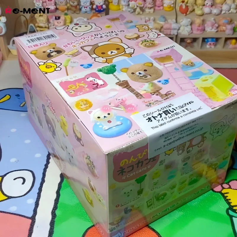 Re Ment Blind Box Original Rilakkuma Nonbiri Neko Cat Cafe Series Miniature Scene Cute Action Figures Toy Ornament Birthday Gift view 4