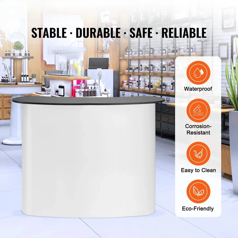 Portable Tradeshow Podium Exhibition Counter Stand Booth Fair W/ Wall Foldable Promotion Retail Table For Party