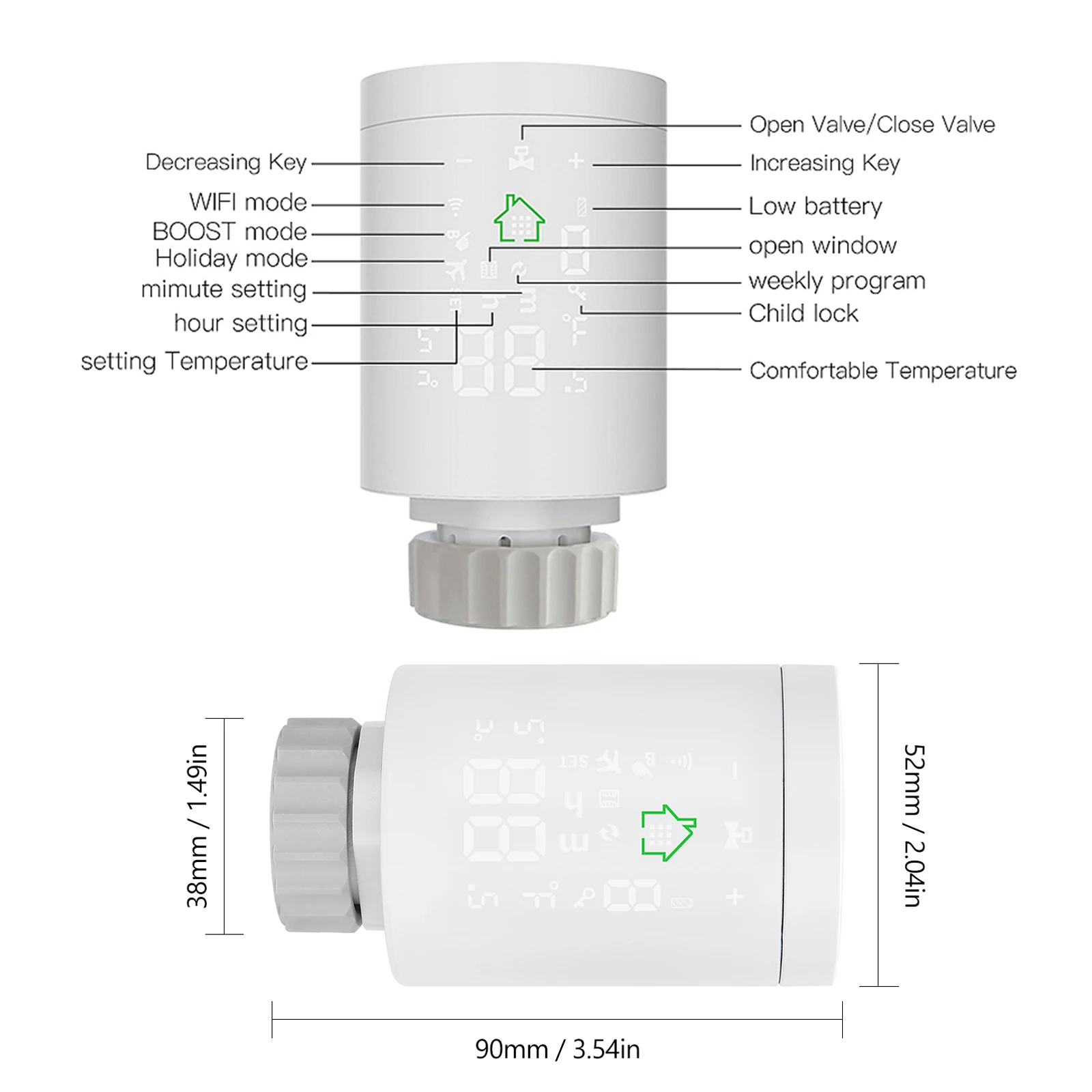 6pcs Tuya ZigBee 3.0 Smart Thermostatic Radiator Valve Temperature Control Voice Remote Control Via Alexa Smart Life App